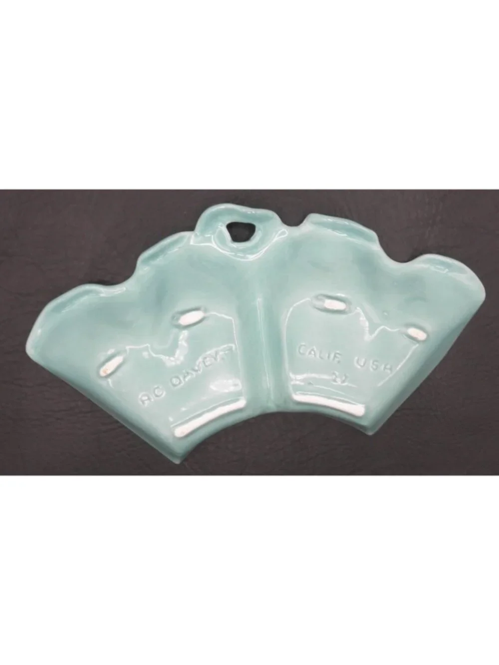 VTG Lazy Susan 4 Dish Serving Set AC DAVEY, INC. Turquoise USA Pottery MCM